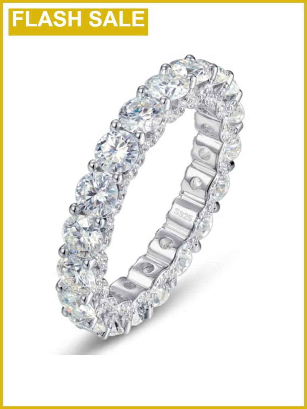 Moissanite Eternity Ring 925 Sterling Silver White Gold Plated Wedding Band